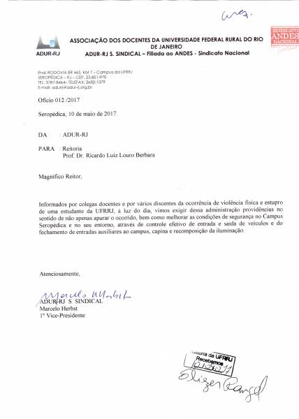 ADUR exige mais segurança para o campus Seropédica