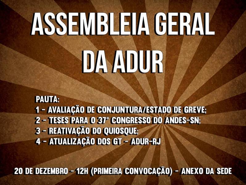 Convocação Assembleia 20 de Dezembro