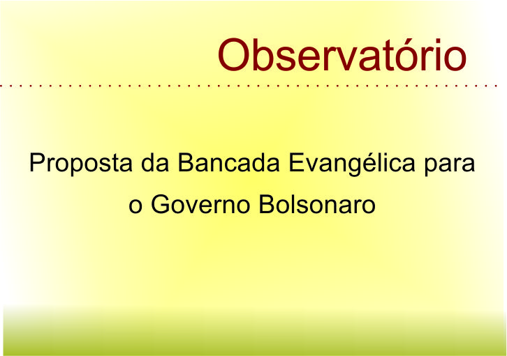 Proposta da Bancada Evangélica para o Governo Bolsonaro
