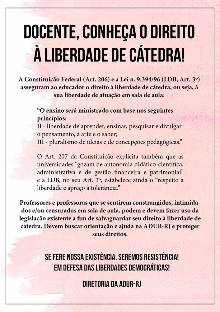 DOCENTE, CONHEÇA O DIREITO À LIBERDADE DE CÁTEDRA!
