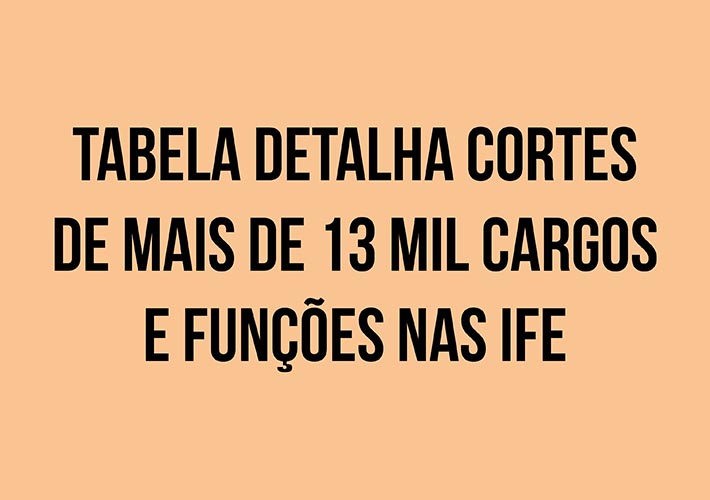 Tabela detalha cortes de mais de 13 mil cargos e funções nas IFE