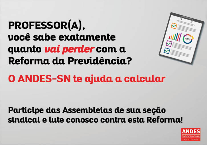 Simulador do ANDES-SN aponta as perdas salariais dos docentes com a reforma da Previdência