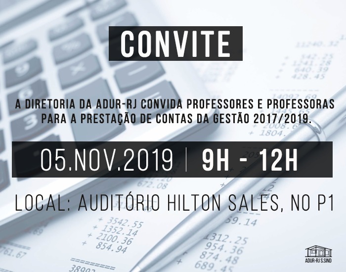 Diretoria da ADUR convida – Prestação de contas da gestão 2017/19