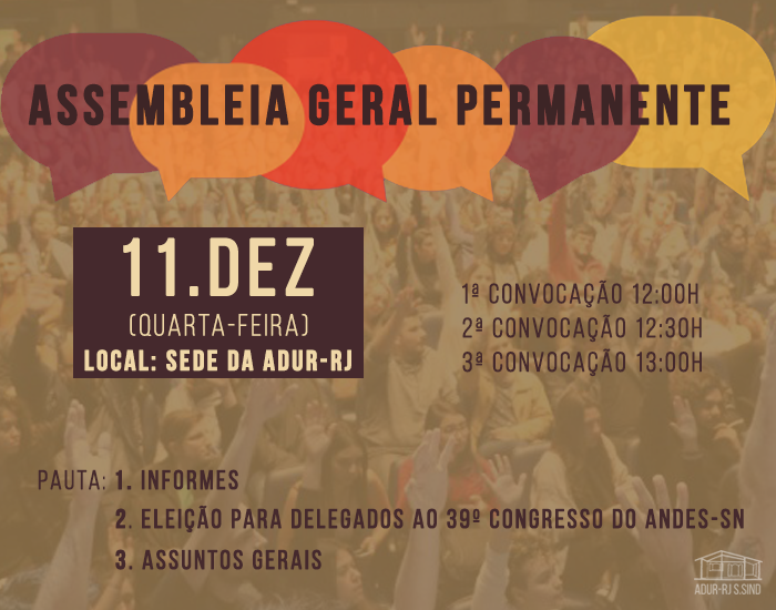 Convocação de Assembleia Geral Permanente da ADUR-RJ