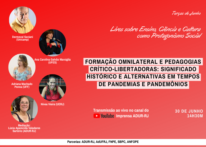 Última Terça de Junho debate Formação Omnilateral e Pedagogias Crítico-Libertadoras