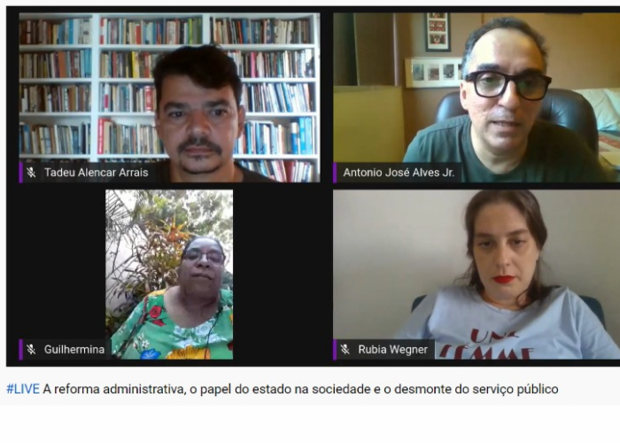 Os participantes da live da ADUR-RJ desta quarta-feira, 30 de setembro.