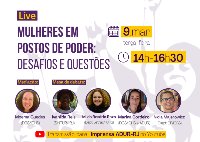 LIVE 9 DE MARÇO: “Mulheres em postos de poder: desafios e questões”
