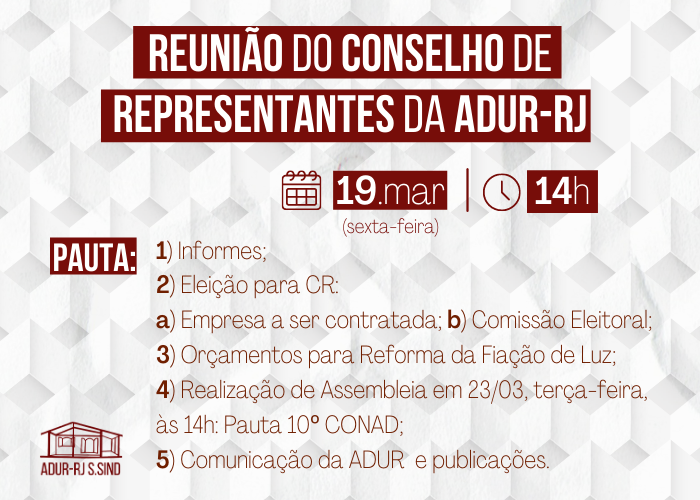 Reunião do Conselho de Representantes da ADUR-RJ
