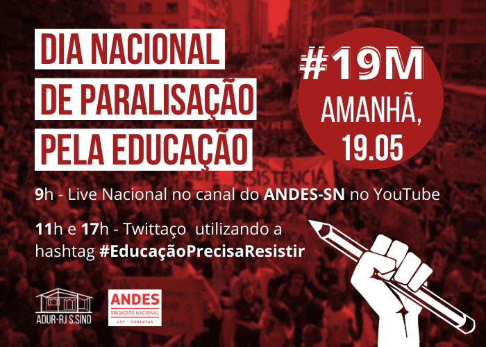 19 de maio: Dia Nacional de Paralisação pela Educação