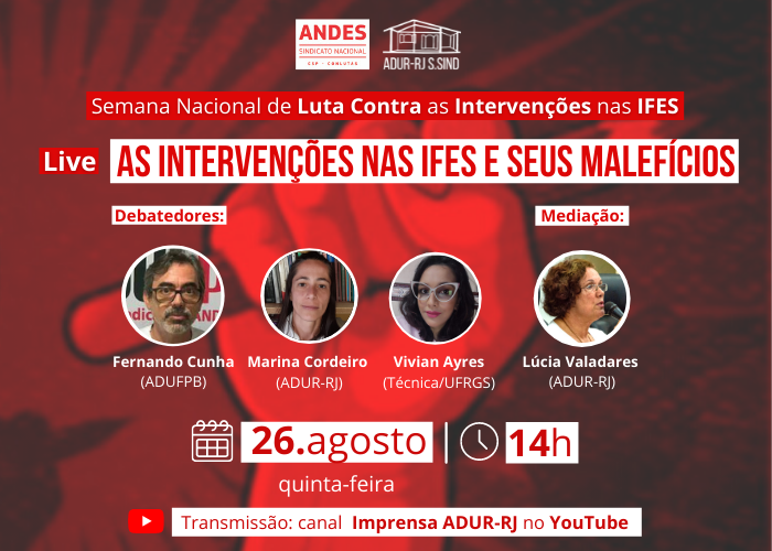 Live da ADUR-RJ: “As intervenções nas IFES e seus malefícios”