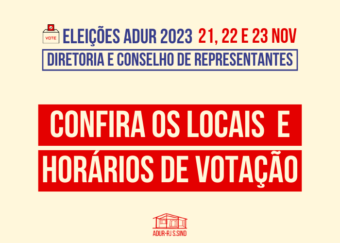 Eleições ADUR 2023 | Confira os locais e horários de votação