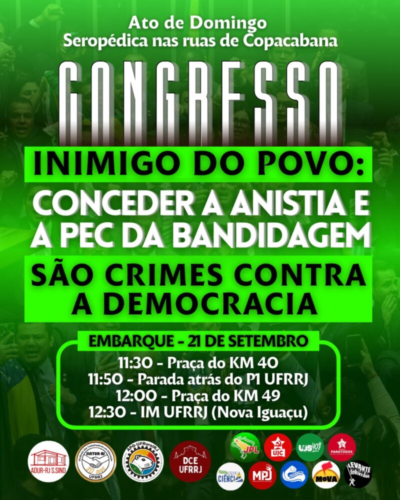 Mobilização para o ato “Congresso é inimigo do povo” em Copacabana