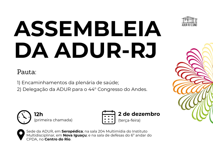 Assembleia da ADUR – 2 de dezembro
